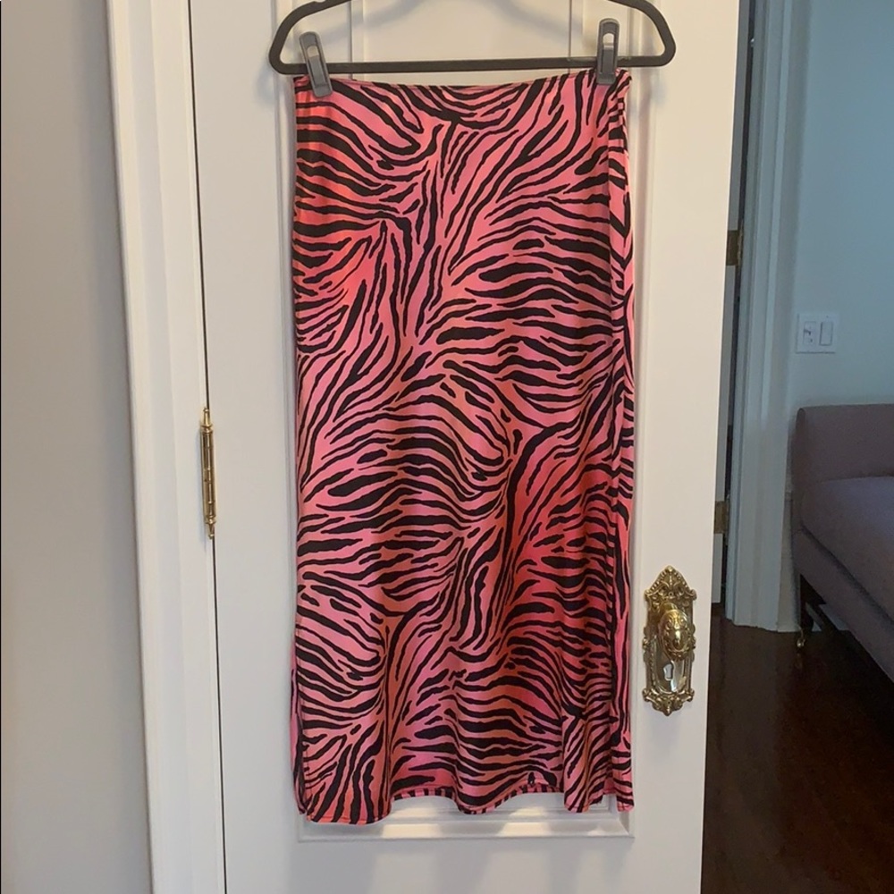 Pink topshop zebra slip skirt